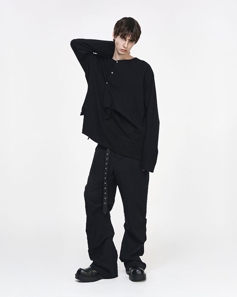 송지오 컬렉션 바이어스 드레이프 롱 슬리브 블랙 SI5TS702BK