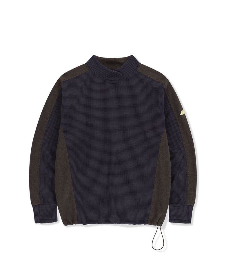 Grid Fleece Pullover Navy