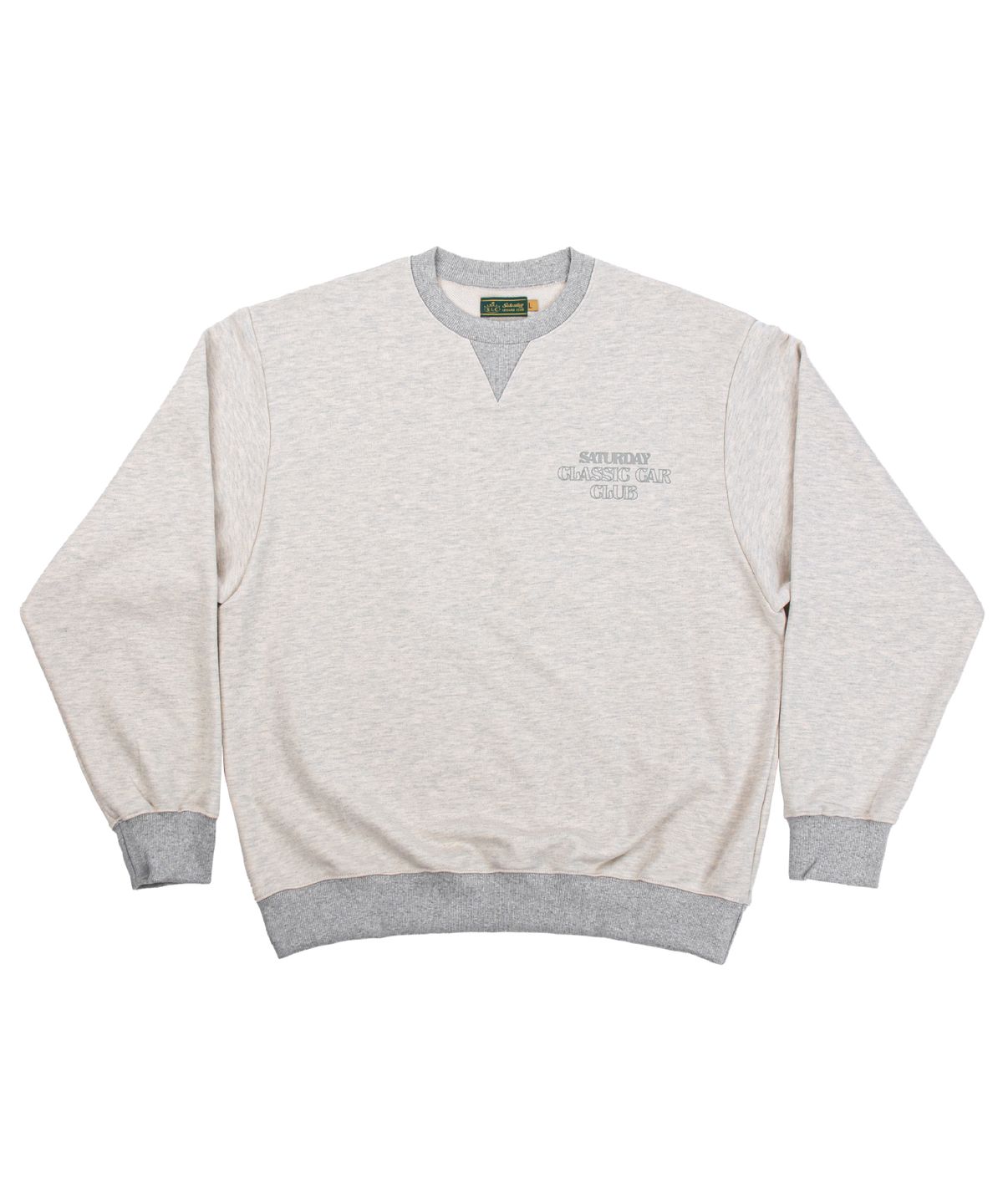 세러데이 레저 클럽(SATURDAY LEISURE CLUB) Saturday Classic Car Club Logo Leisure Sweatshirt(Unisex) - Oatmeal & Grey