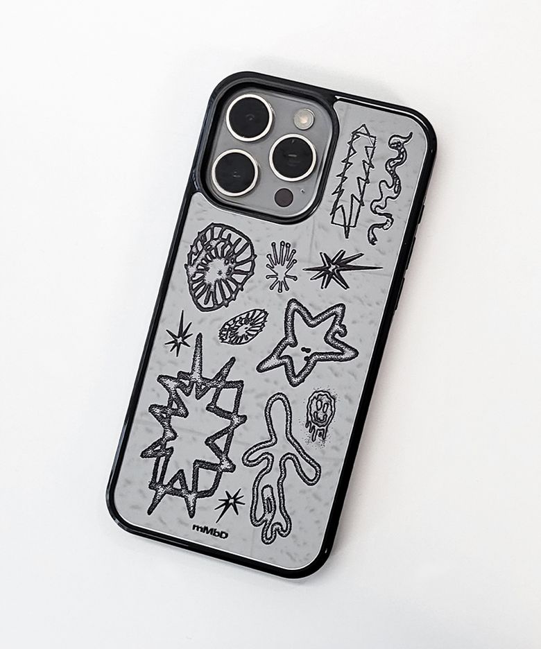 BOUNDARIES Signal Doodle Bumper Mirror Phone Case (BK_BK/MagSafe)
