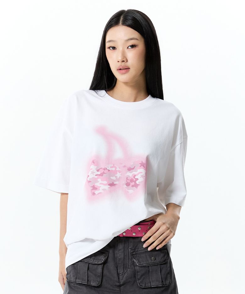 체리 카모 그래픽 티셔츠 [화이트]