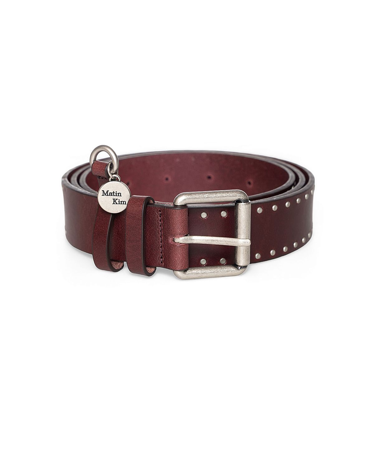 마뗑킴(MATIN KIM) MINI DOT STUD LEATHER BELT IN WINE