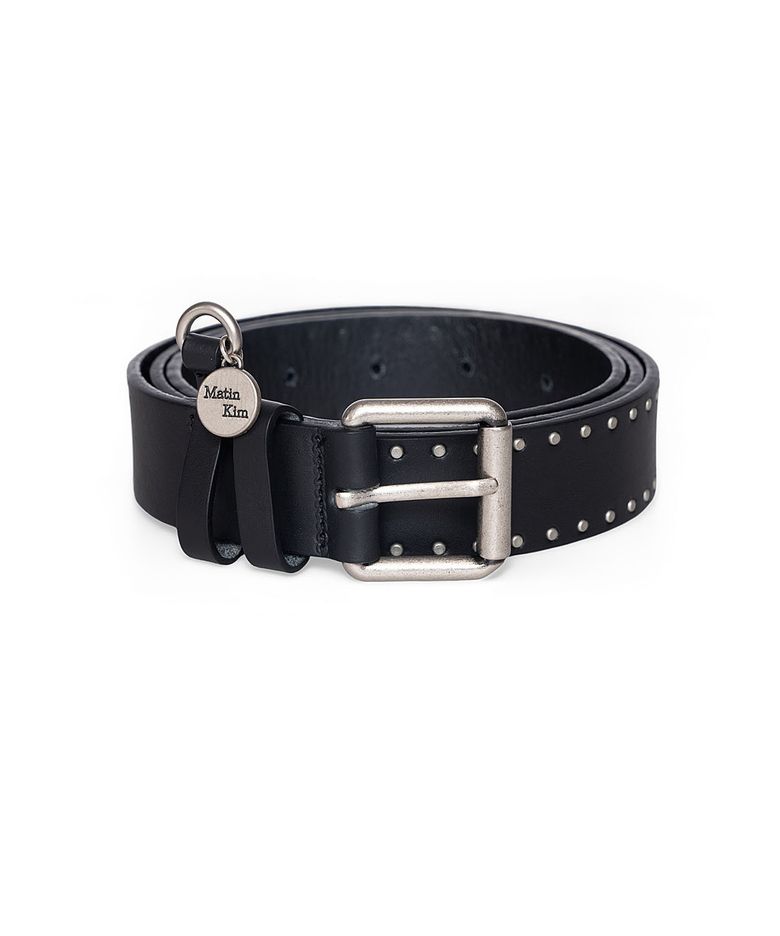 MINI DOT STUD LEATHER BELT IN BLACK