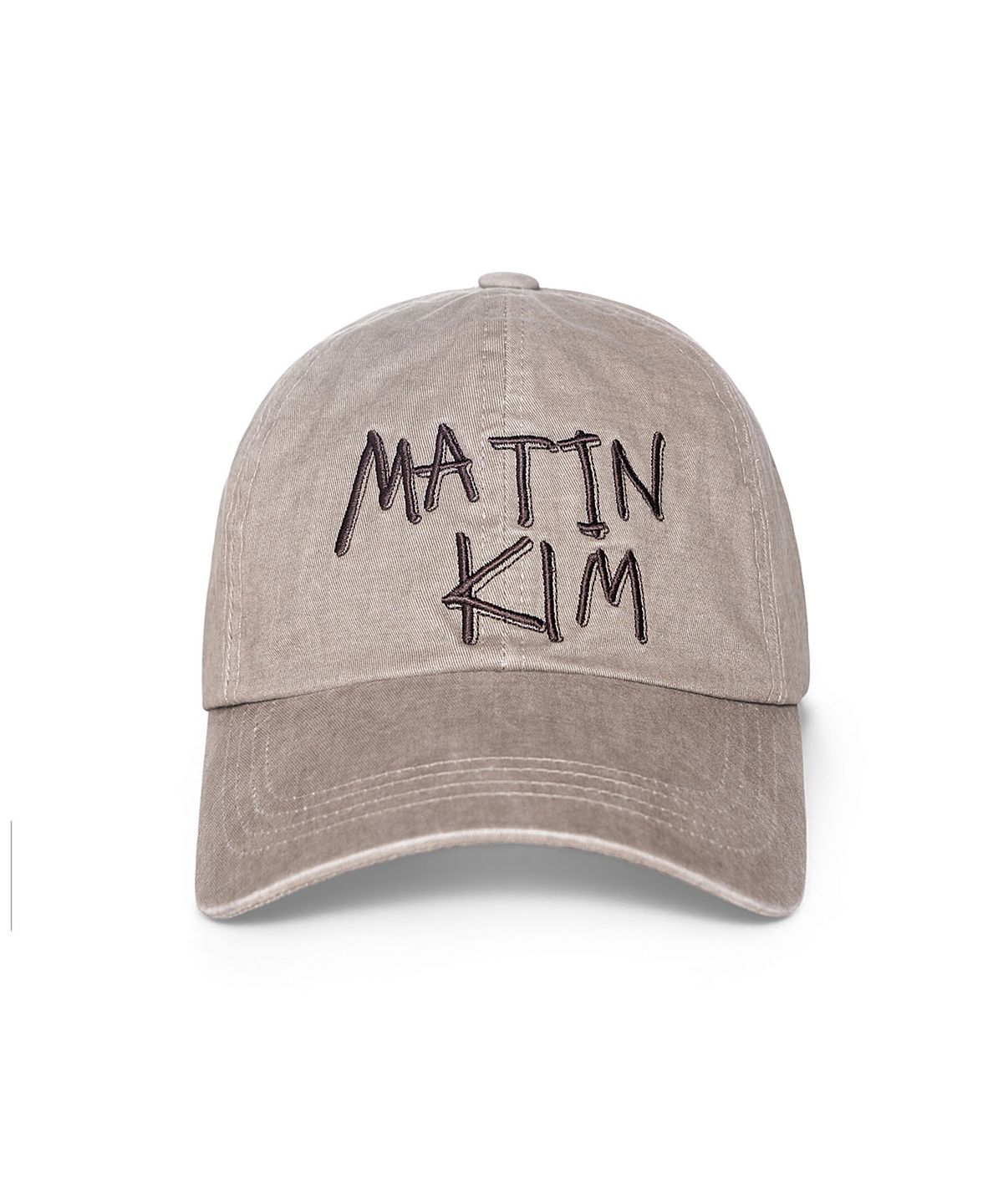 마뗑킴(MATIN KIM) VINTAGE WASHED GRAFFITI BALL CAP IN KHAKI BROWN