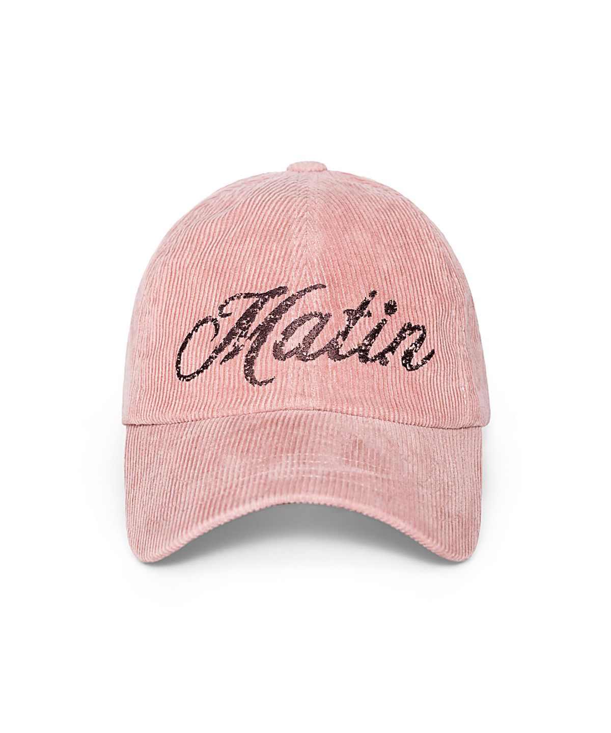 마뗑킴(MATIN KIM) MATIN CRACKED SCRIPT CORDUROY BALL CAP IN PINK