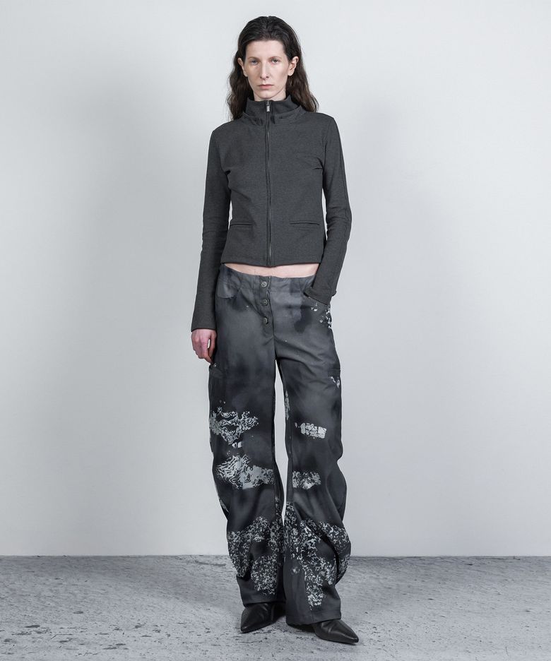 DETACHABLE HOODIE ZIP-UP MELANGE CHARCOAL