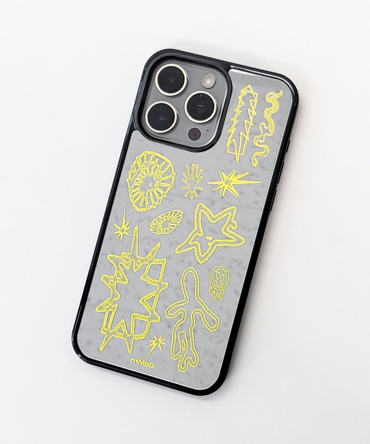 메모리즈바운더리(MEMORIESBOUNDARY) BOUNDARIES Signal Doodle Bumper Mirror Phone Case (BK_YL/MagSafe)