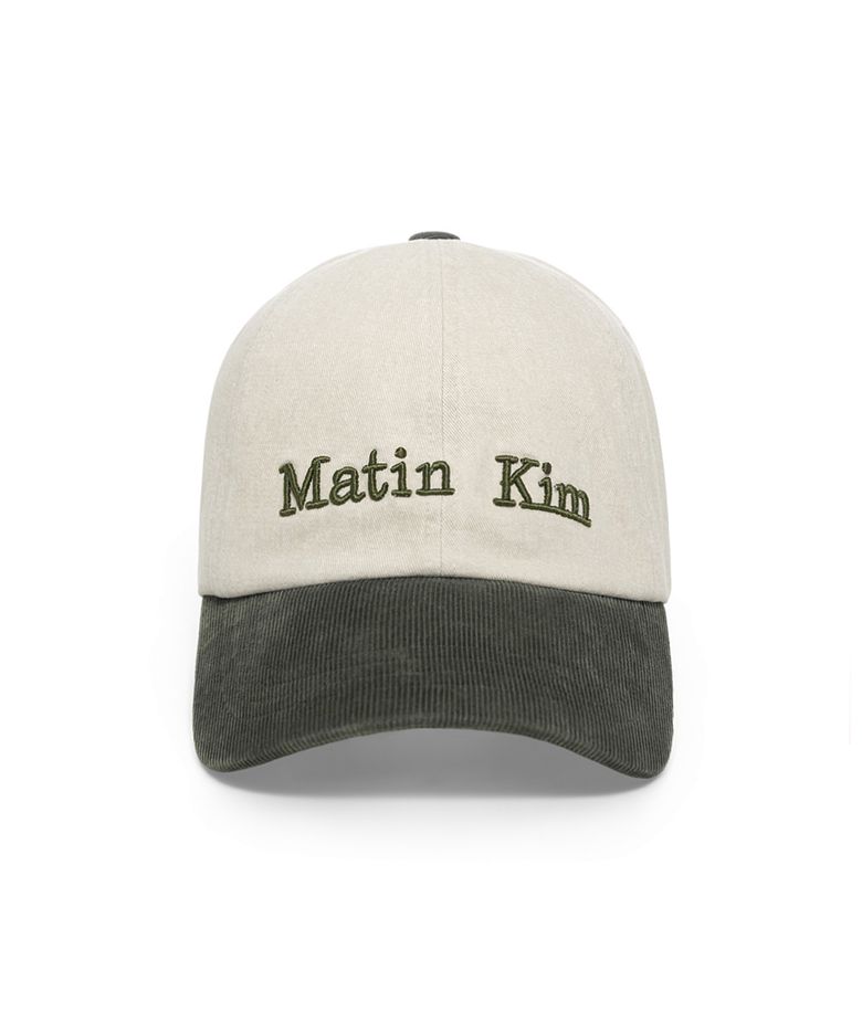 MATIN CLASSIC LOGO CORDUROY BRIM BALL CAP IN CREAM