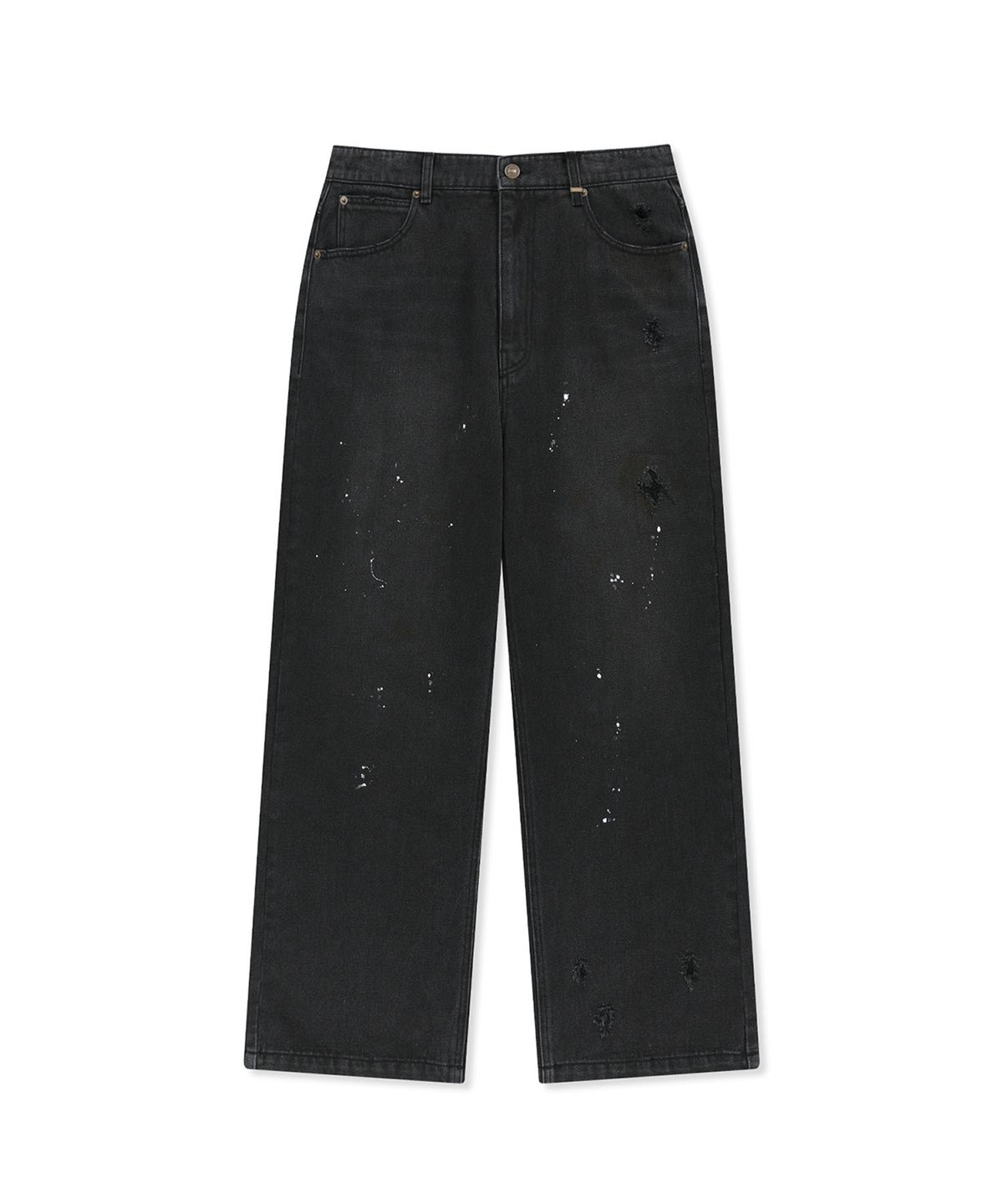 마뗑킴(MATIN KIM) PAINT SPLATTER DENIM PANTS FOR MEN IN BLACK