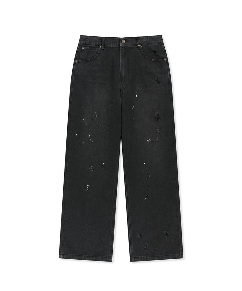 PAINT SPLATTER DENIM PANTS FOR MEN IN BLACK
