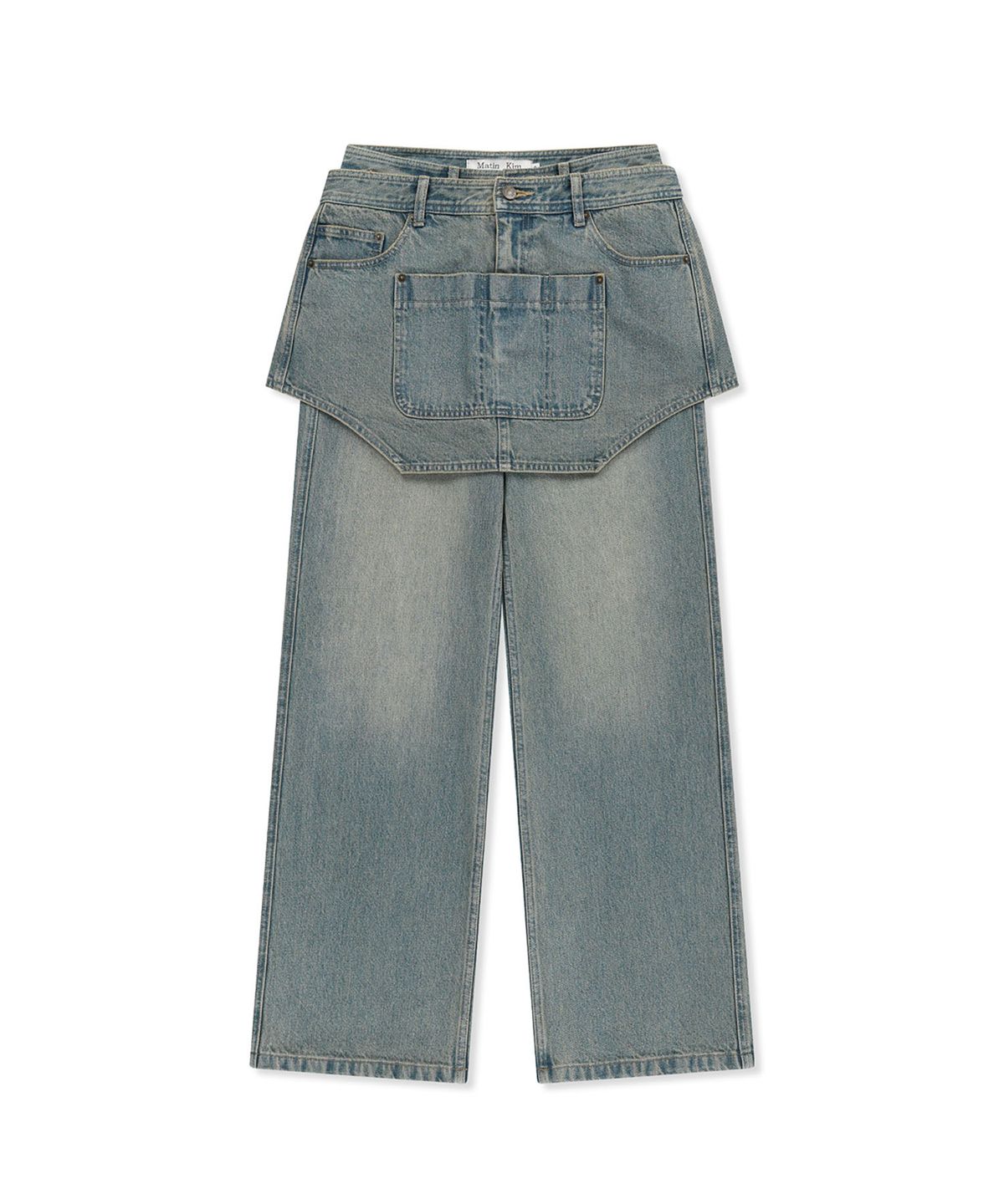 마뗑킴(MATIN KIM) APRON LAYERED DENIM PANTS IN BLUE