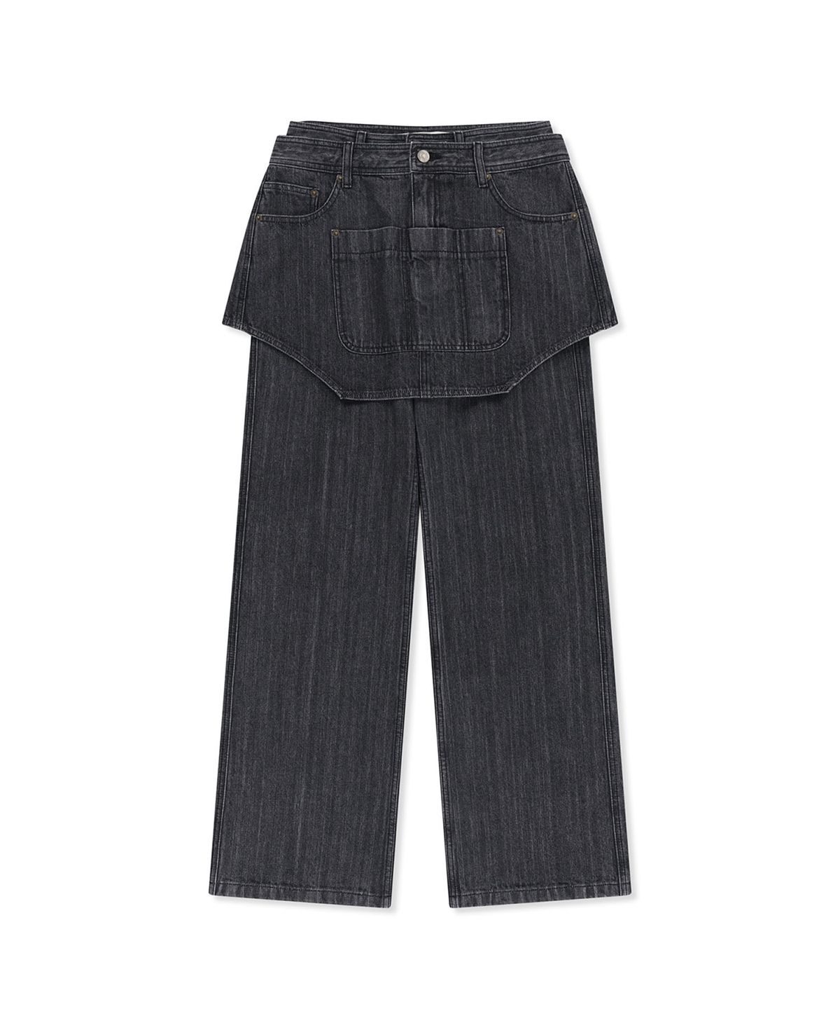 마뗑킴(MATIN KIM) APRON LAYERED DENIM PANTS IN BLACK