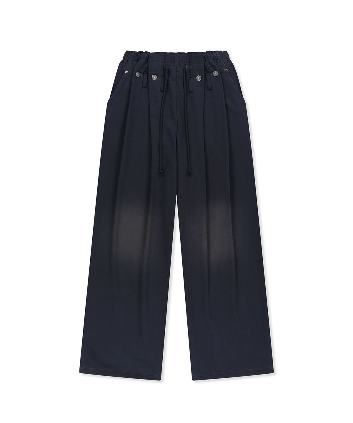 마뗑킴(MATIN KIM) SNAP TUCK WASHED SWEATPANTS IN NAVY