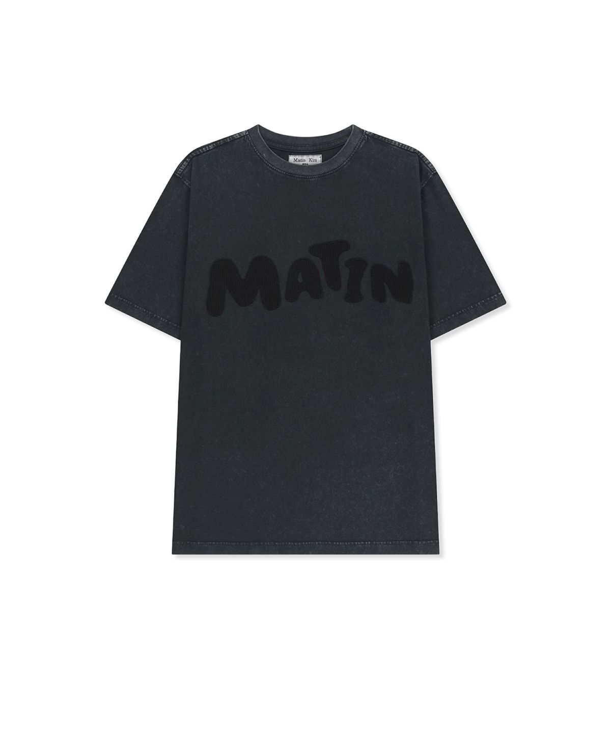 마뗑킴(MATIN KIM) WAFFLE APPLIQUE LOGO TOP IN CHARCOAL