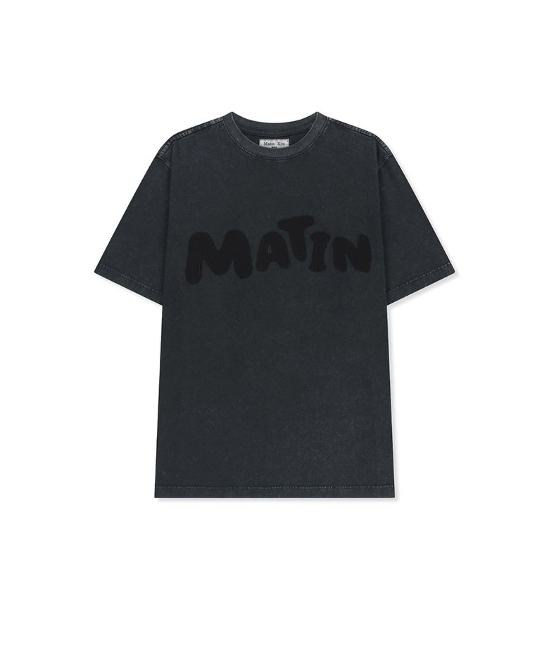 WAFFLE APPLIQUE LOGO TOP IN CHARCOAL