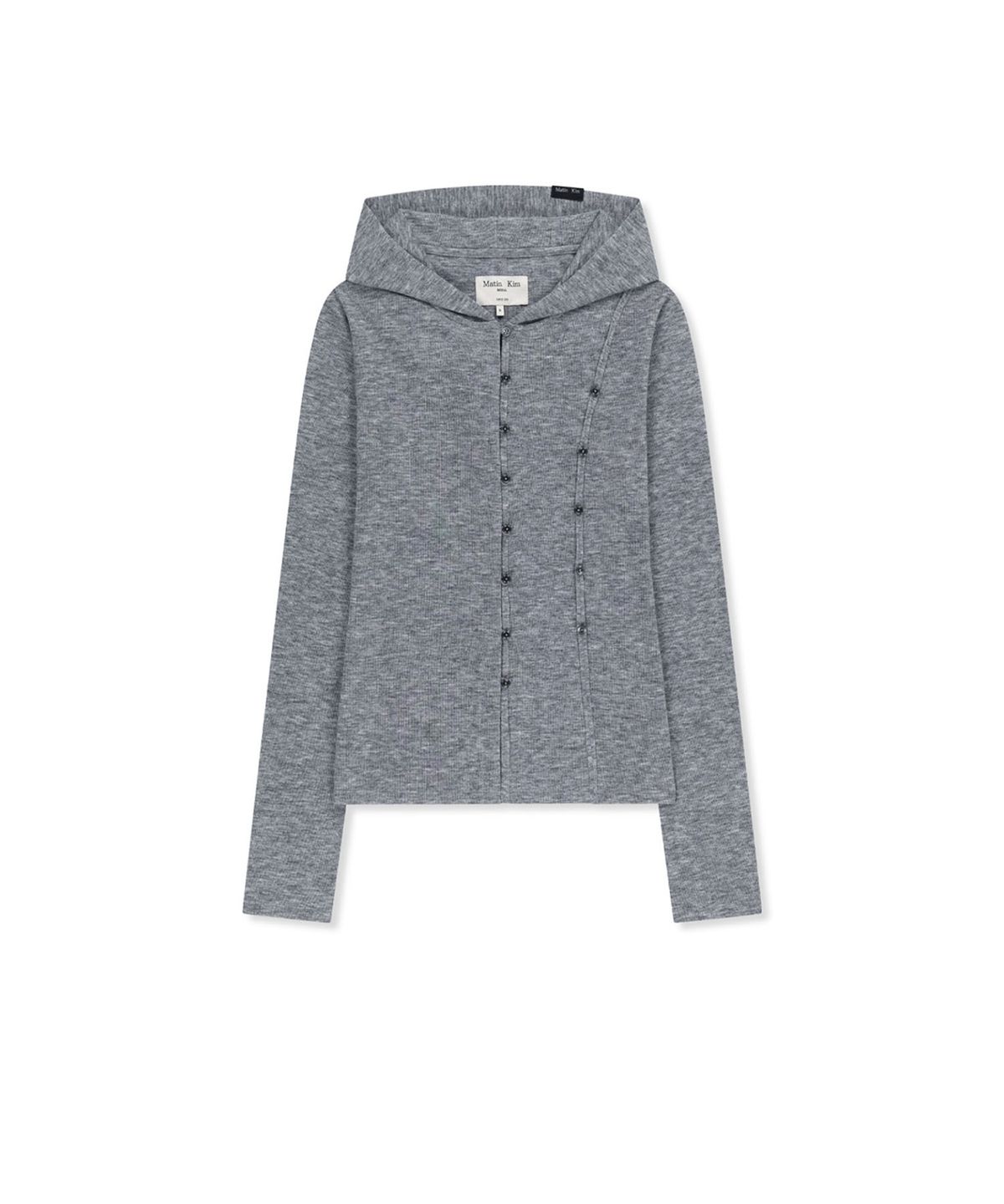 마뗑킴(MATIN KIM) DOUBLE LAYER BUTTON HOOD TOP IN GREY