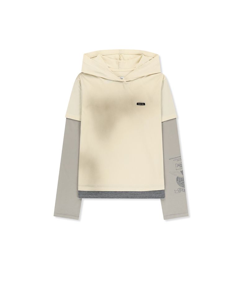 DUST WASHED LAYERED HOOD TOP IN BUTTER
