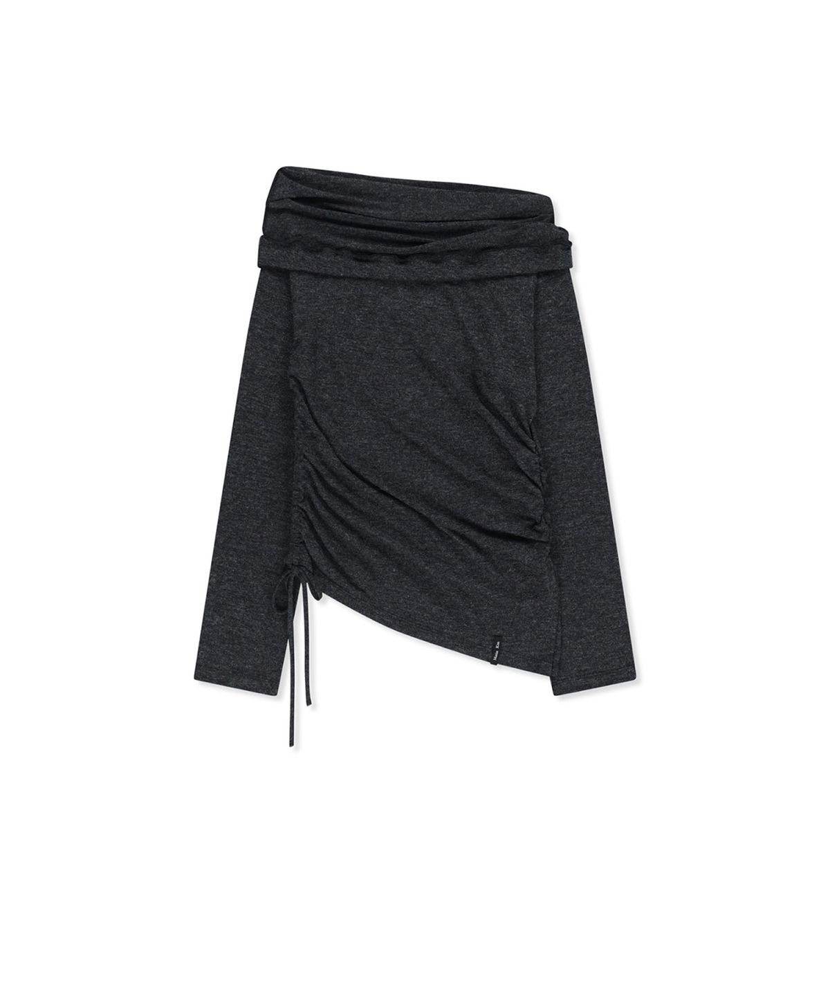 마뗑킴(MATIN KIM) ASYMMETRIC SIDE SHIRRING TOP IN CHARCOAL