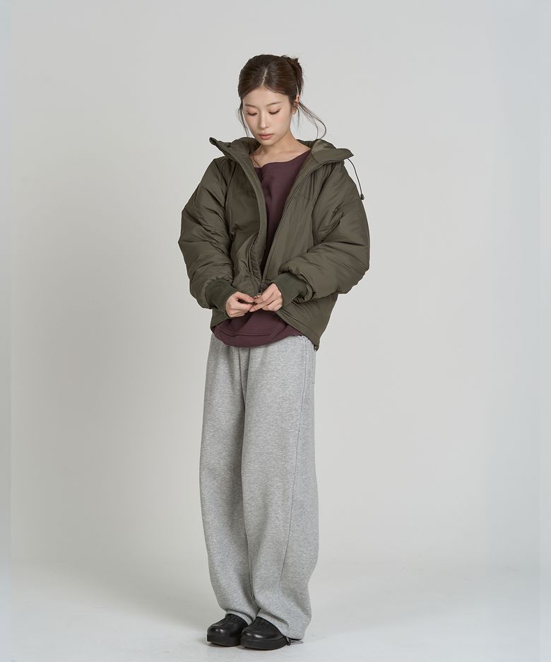 W 패디드 후드 점퍼 (KHAKI)