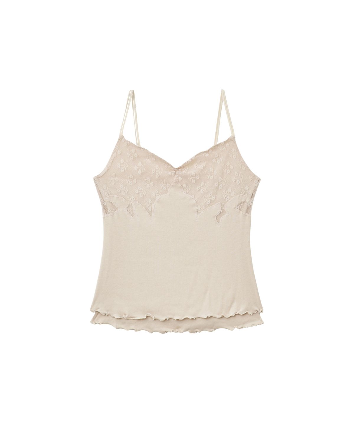 태리스(TAERIS) LACE RUFFLE LAYERED TOP_IVORY