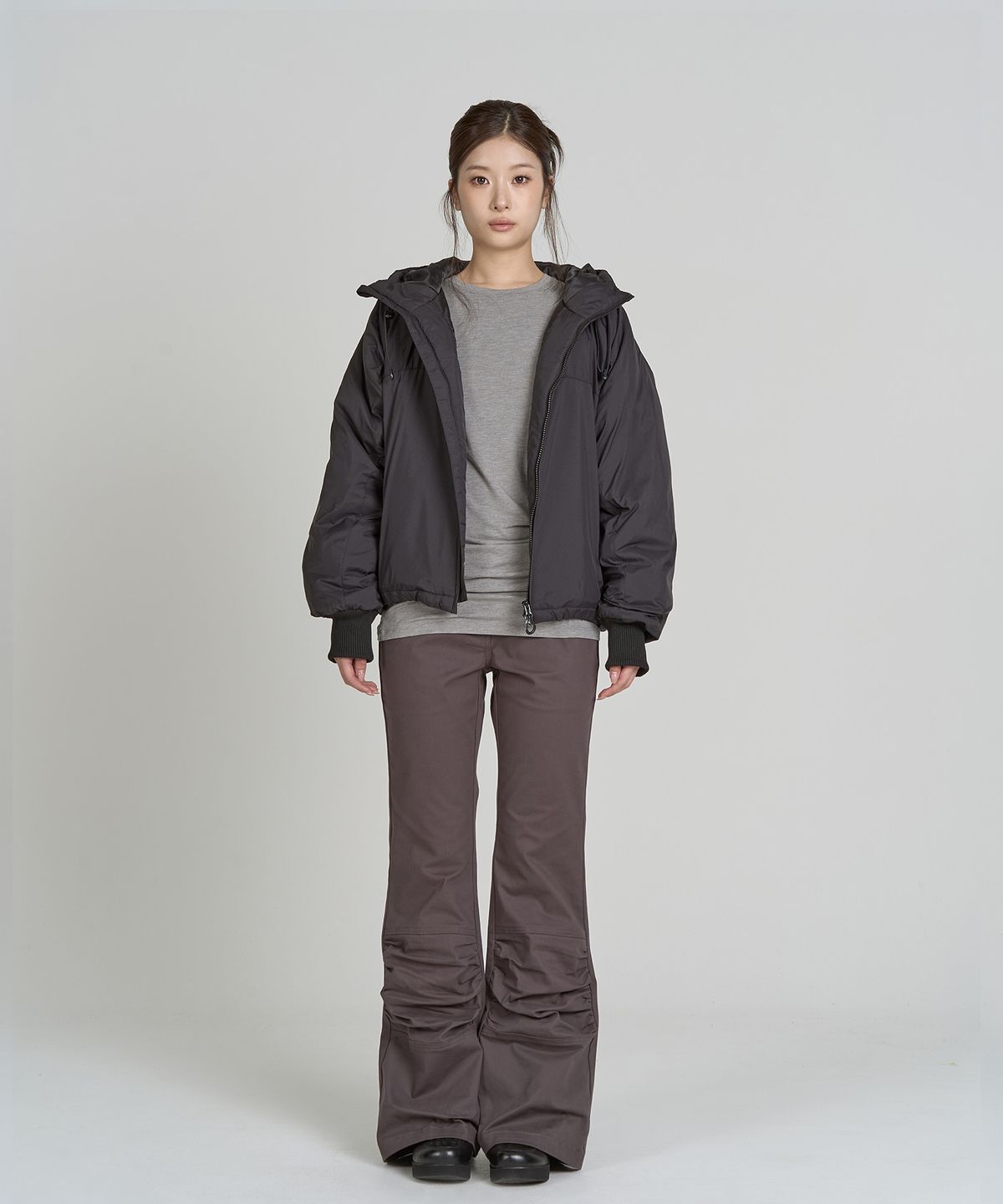 토피 우먼(TOFFEE WOMEN) W 패디드 후드 점퍼 (BLACK)