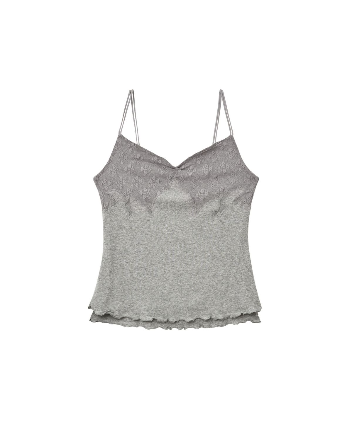 태리스(TAERIS) LACE RUFFLE LAYERED TOP_GRAY