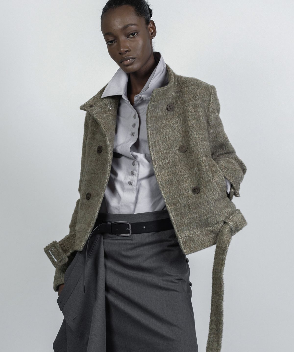 나체(NACHE) HAIRY WOOL DOUBLE JACKET GREEN