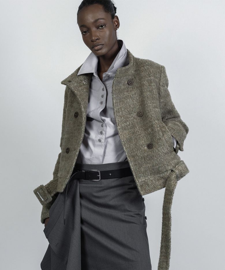 HAIRY WOOL DOUBLE JACKET GREEN