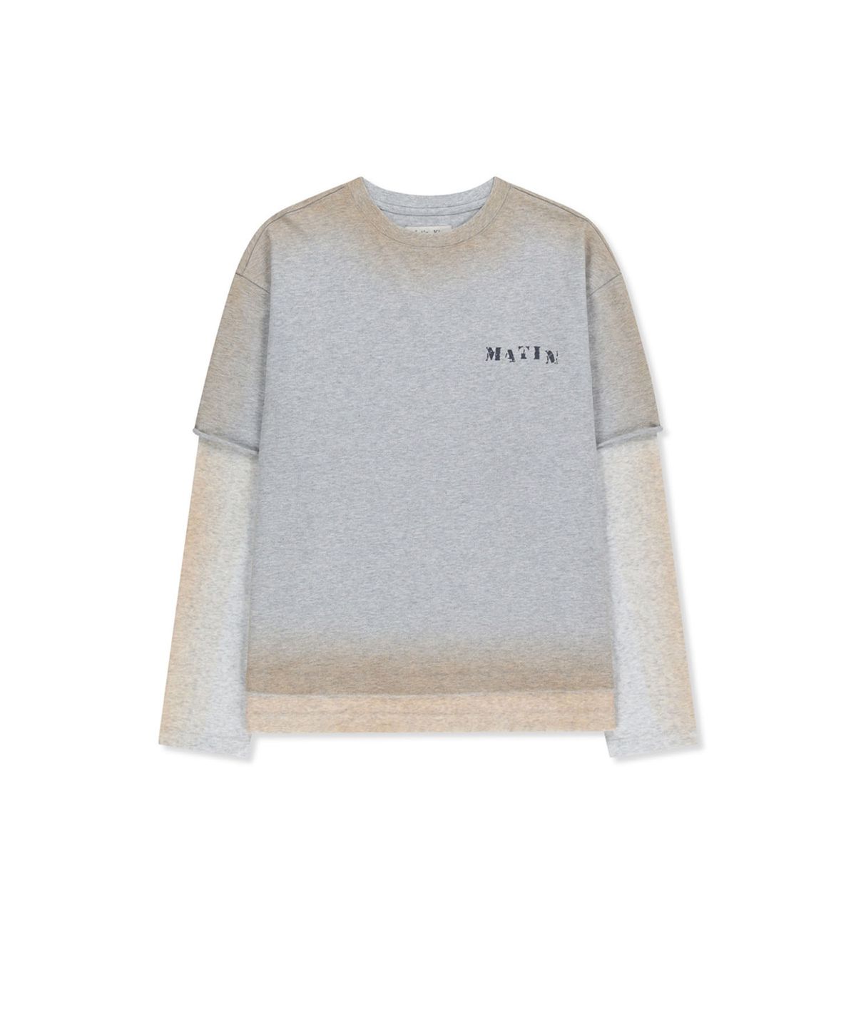 마뗑킴(MATIN KIM) DUST WASHED LOGO LAYERED TOP IN GREY