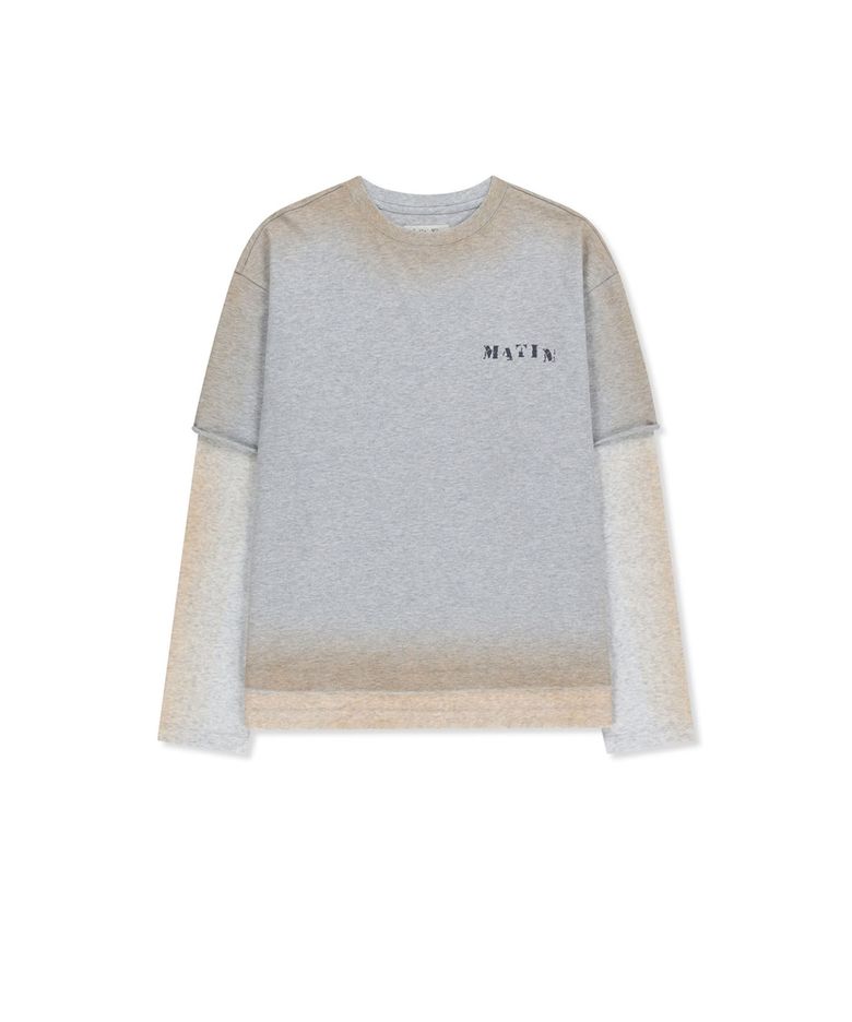 DUST WASHED LOGO LAYERED TOP IN GREY