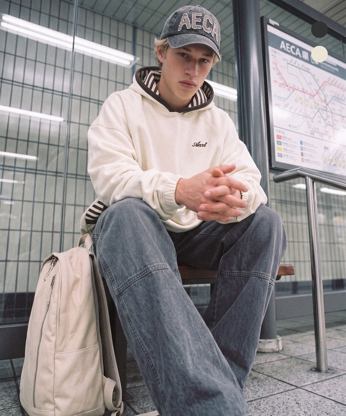 에이카화이트(AECA) AECA HIDDEN STRIPE HOODIE (2color)