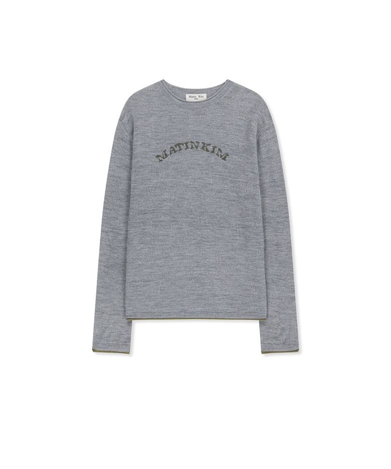 MATIN SLEEVE GRAPHIC SHEER KNIT PULLOVER IN GREY