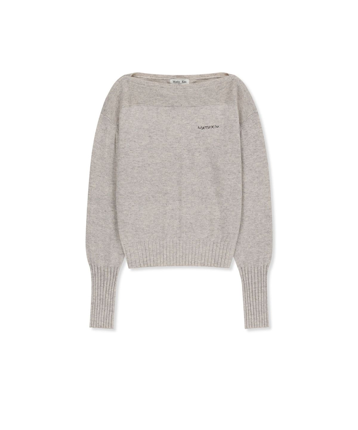 마뗑킴(MATIN KIM) BOAT NECK VOLUME SLEEVE KNIT PULLOVER IN LIGHT BEIGE