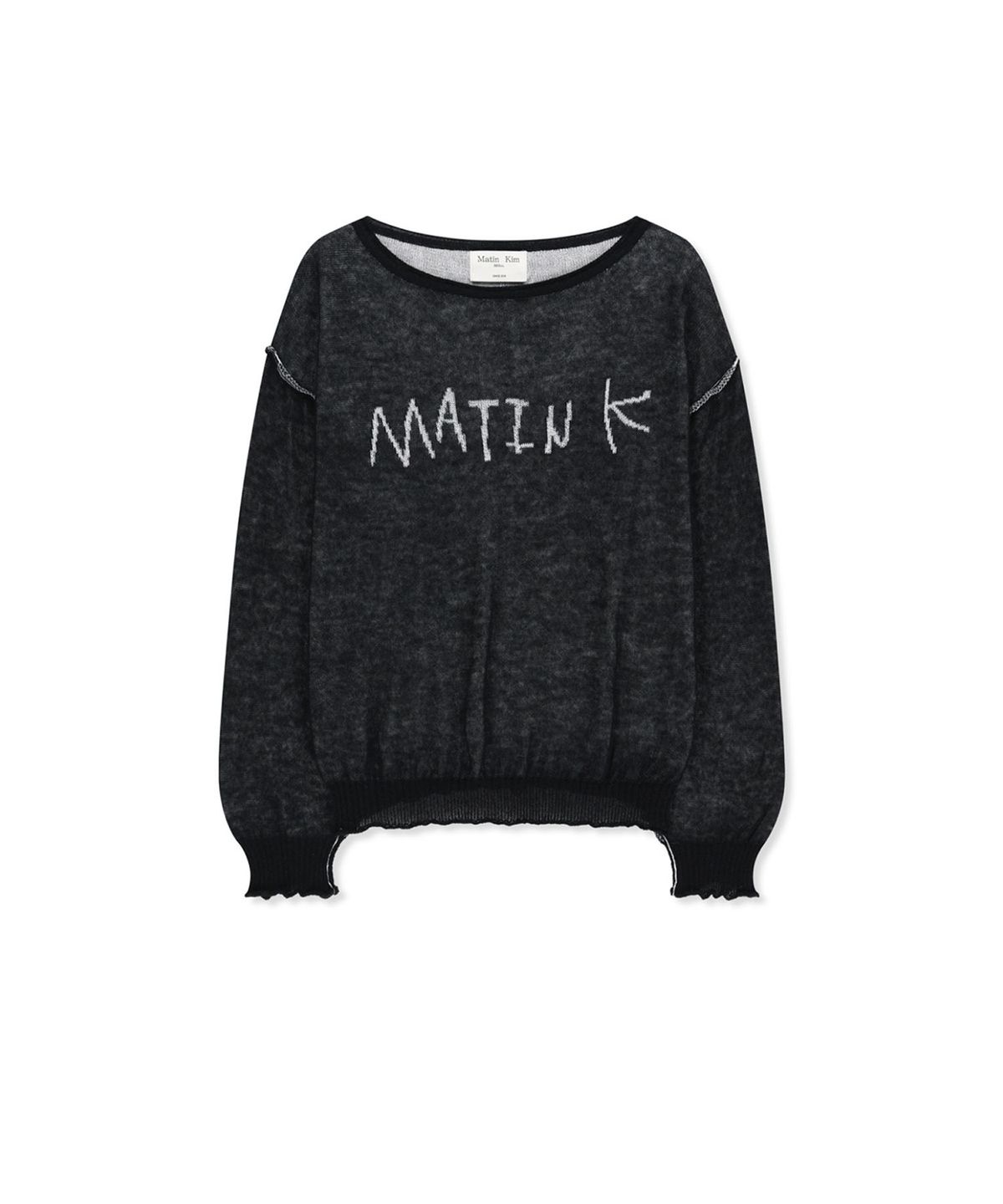 마뗑킴(MATIN KIM) MATIN DUAL TONE KNIT PULLOVER IN BLACK