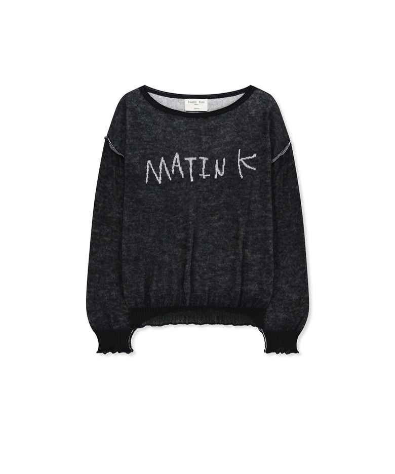 MATIN DUAL TONE KNIT PULLOVER IN BLACK