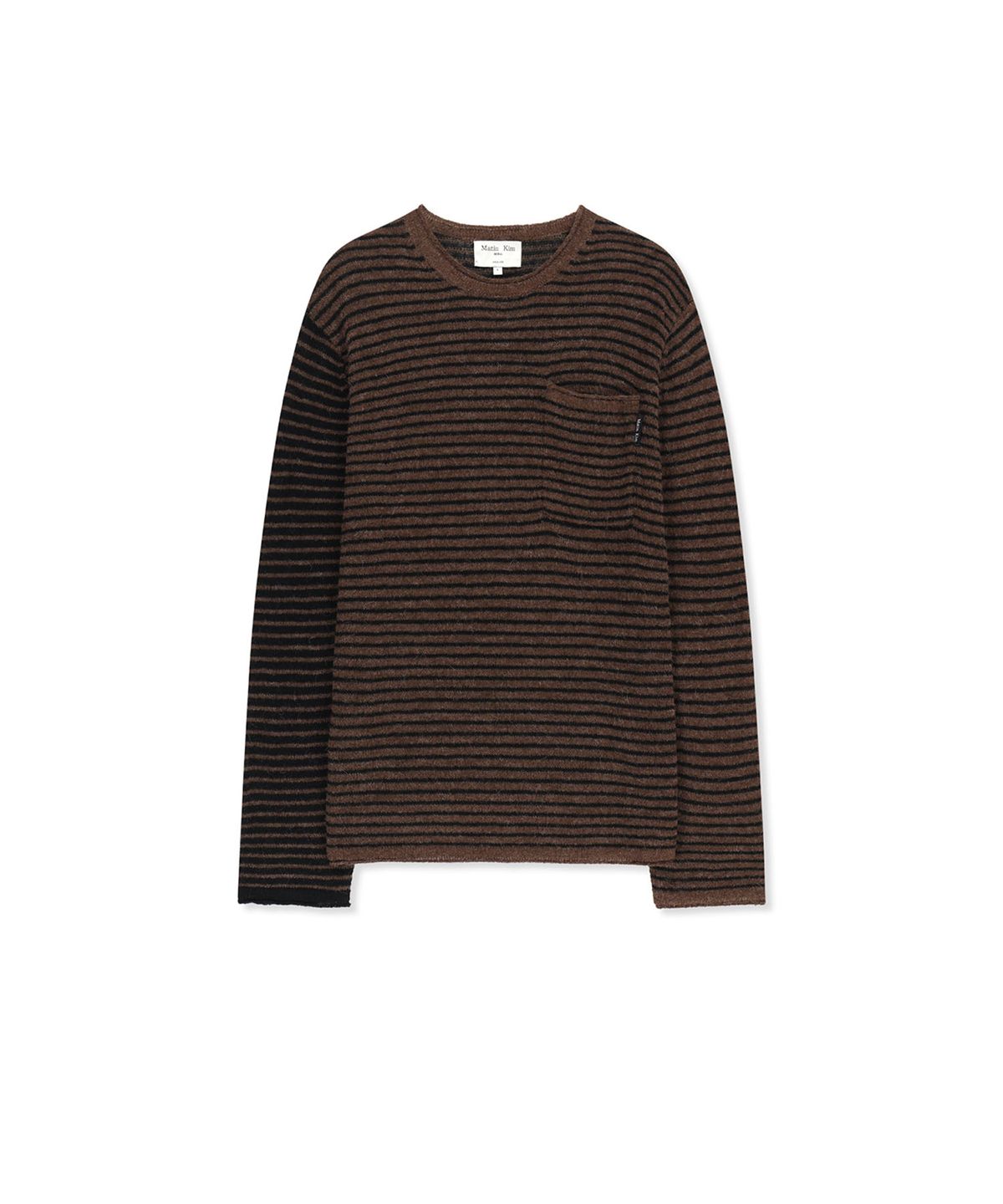 마뗑킴(MATIN KIM) MULTI STRIPE ALPACA BLENDED KNIT PULLOVER IN BROWN
