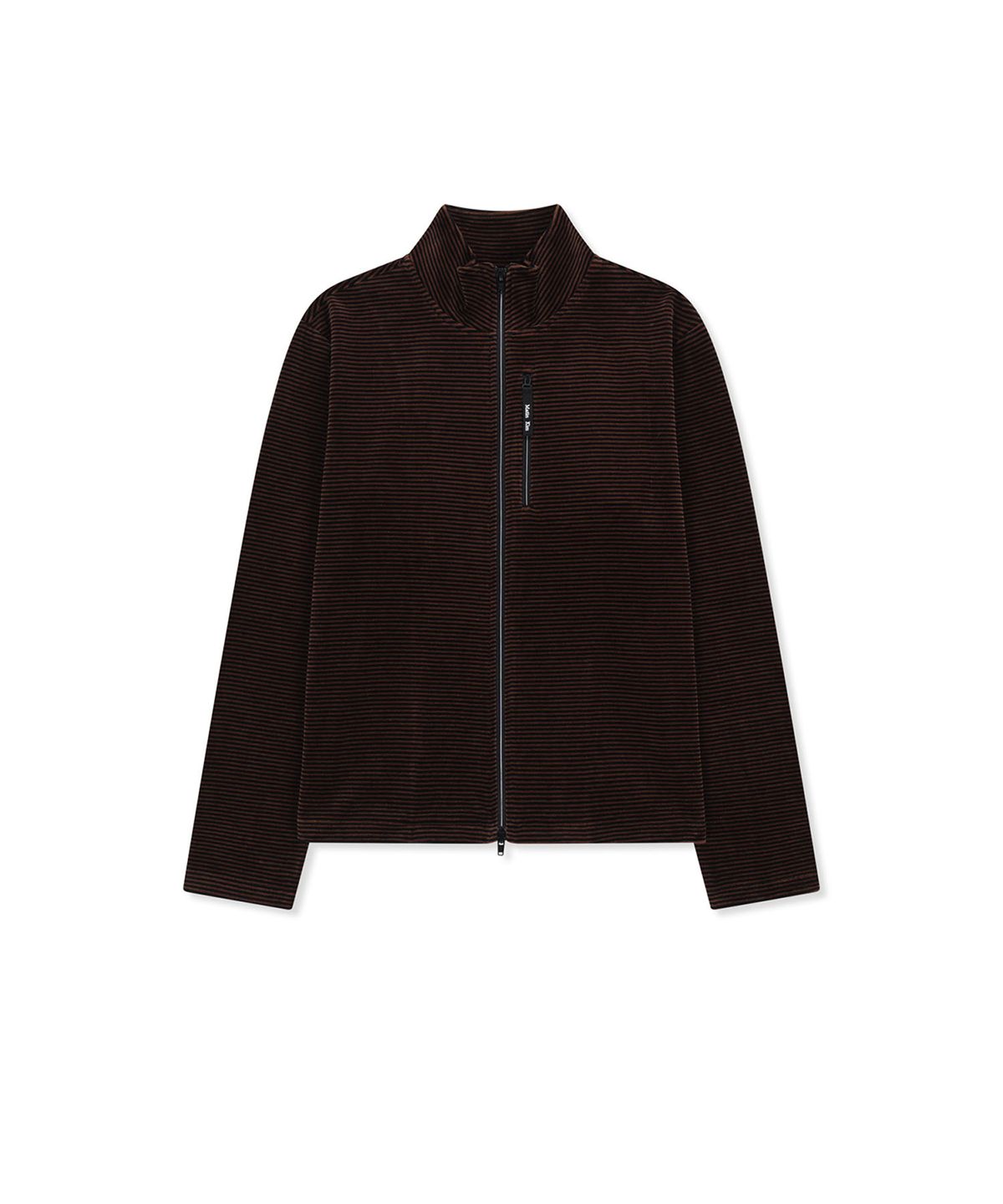마뗑킴(MATIN KIM) STRIPED VELOUR ZIP UP IN BROWN