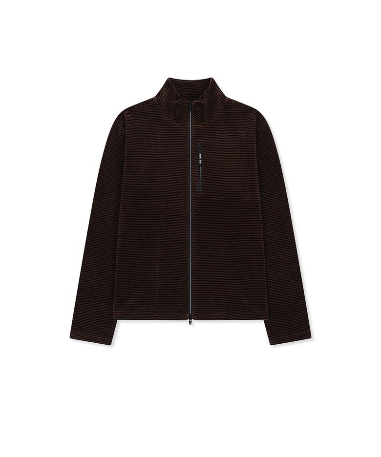STRIPED VELOUR ZIP UP IN BROWN
