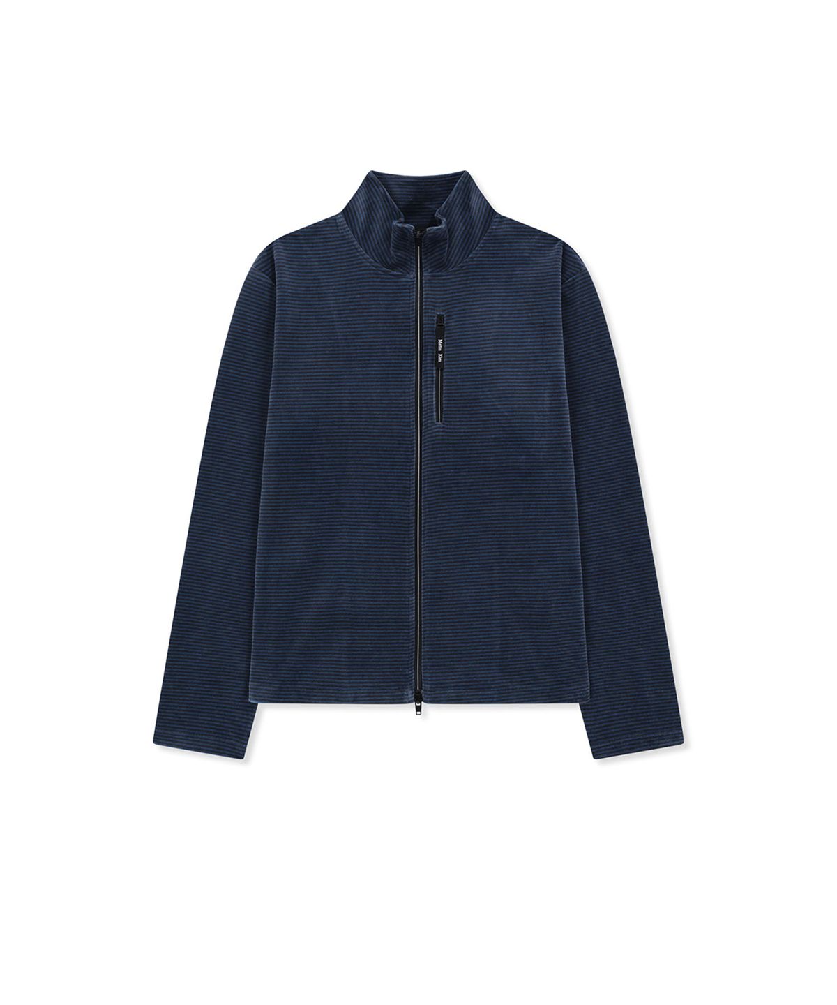 마뗑킴(MATIN KIM) STRIPED VELOUR ZIP UP IN NAVY