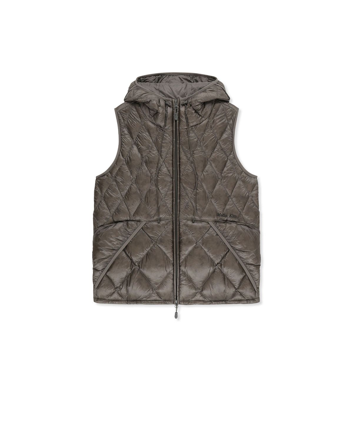 마뗑킴(MATIN KIM) MIX QUILTED LIGHT DOWN VEST IN GREY