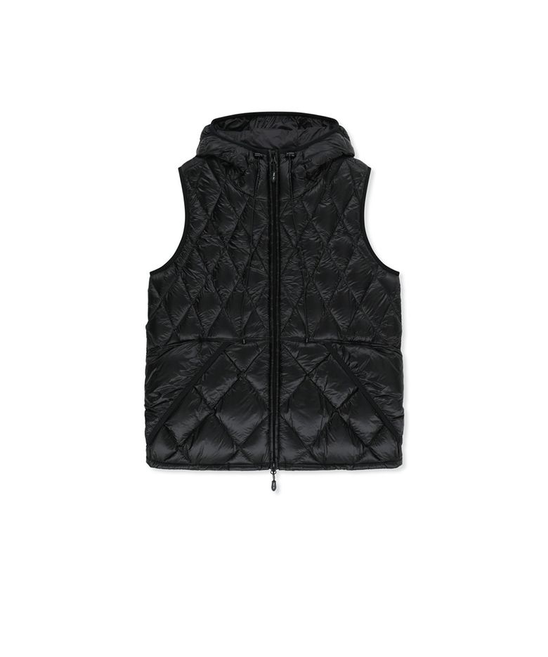 MIX QUILTED LIGHT DOWN VEST IN BLACK
