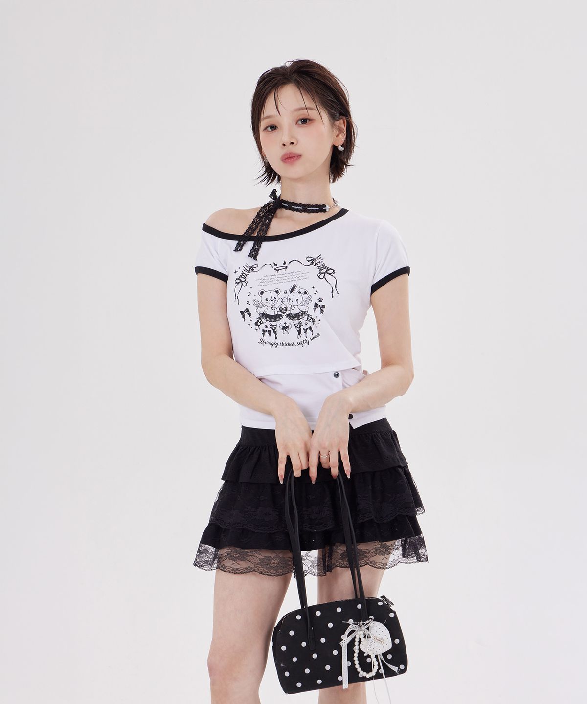 디스펑트(DYSFUNCT) BUTTON SLIT DETAIL LITTLE WINGS T-SHIRT(WHITE)