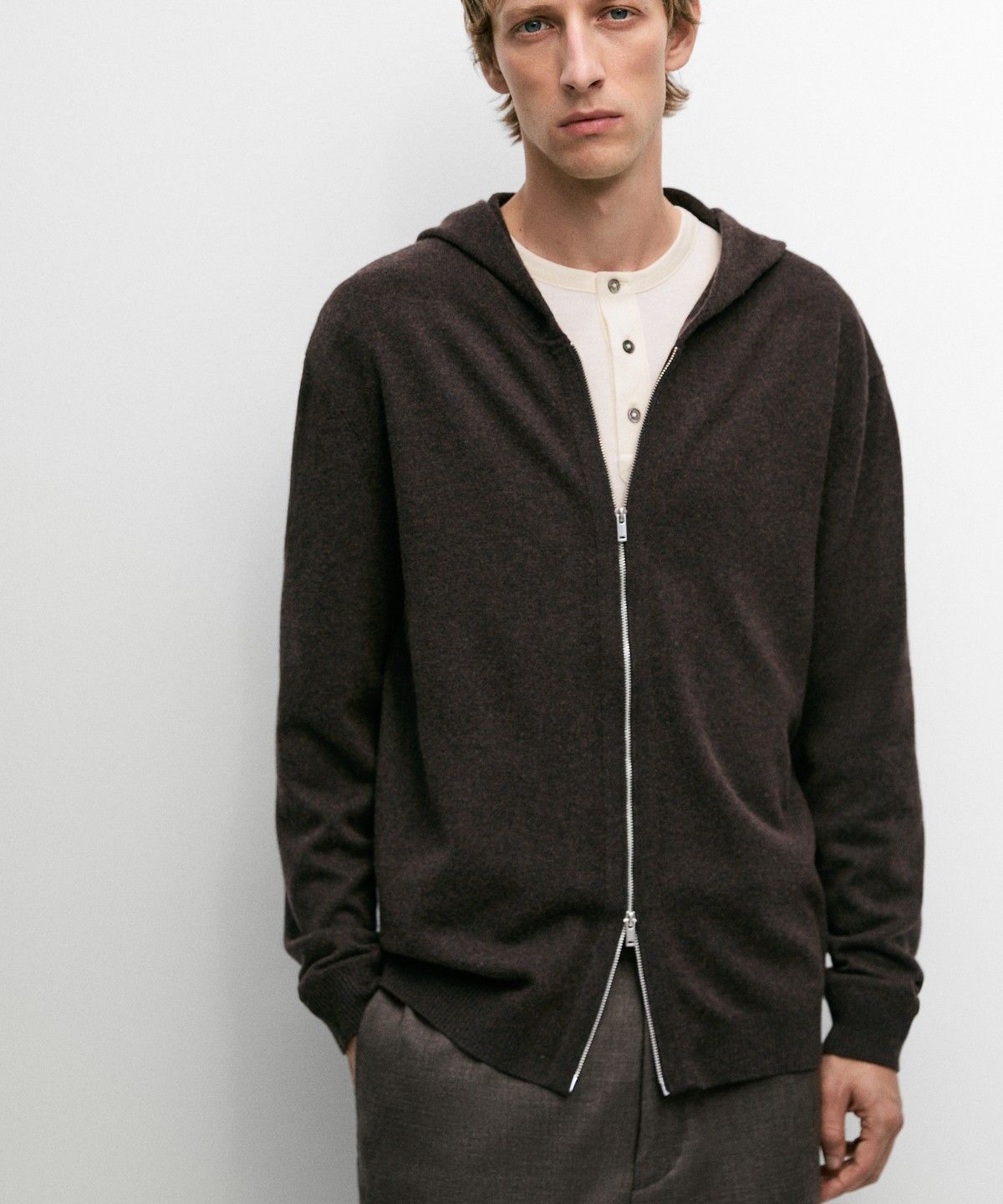 마시모두띠(MASSIMO DUTTI) 울 니트 후드 가디건