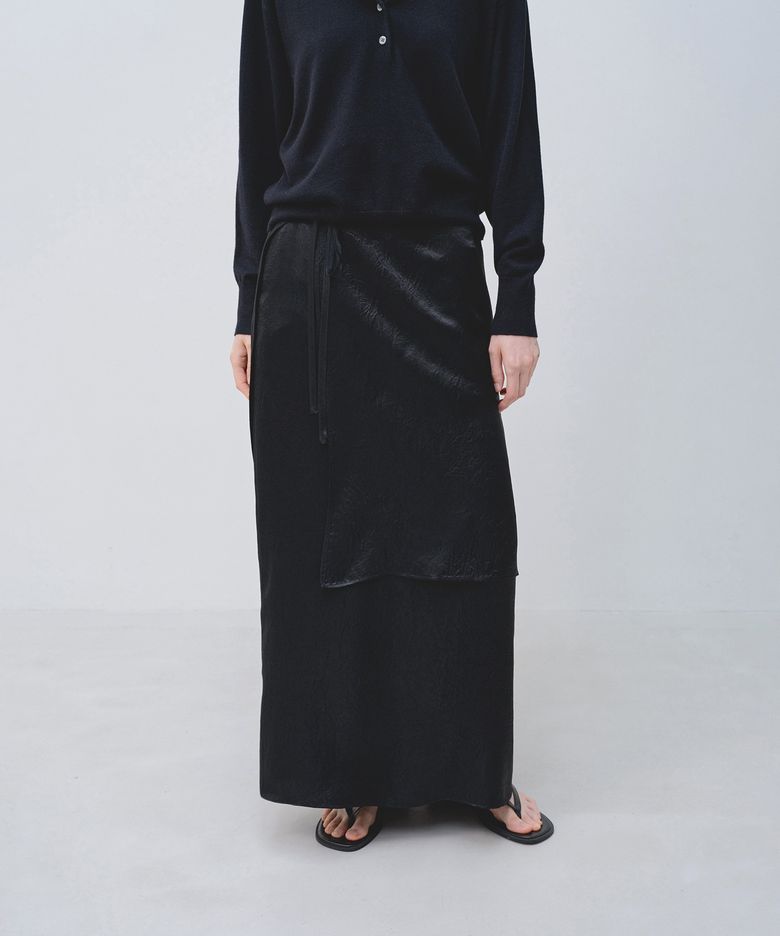LAYERED WRAP SKIRT_BLACK