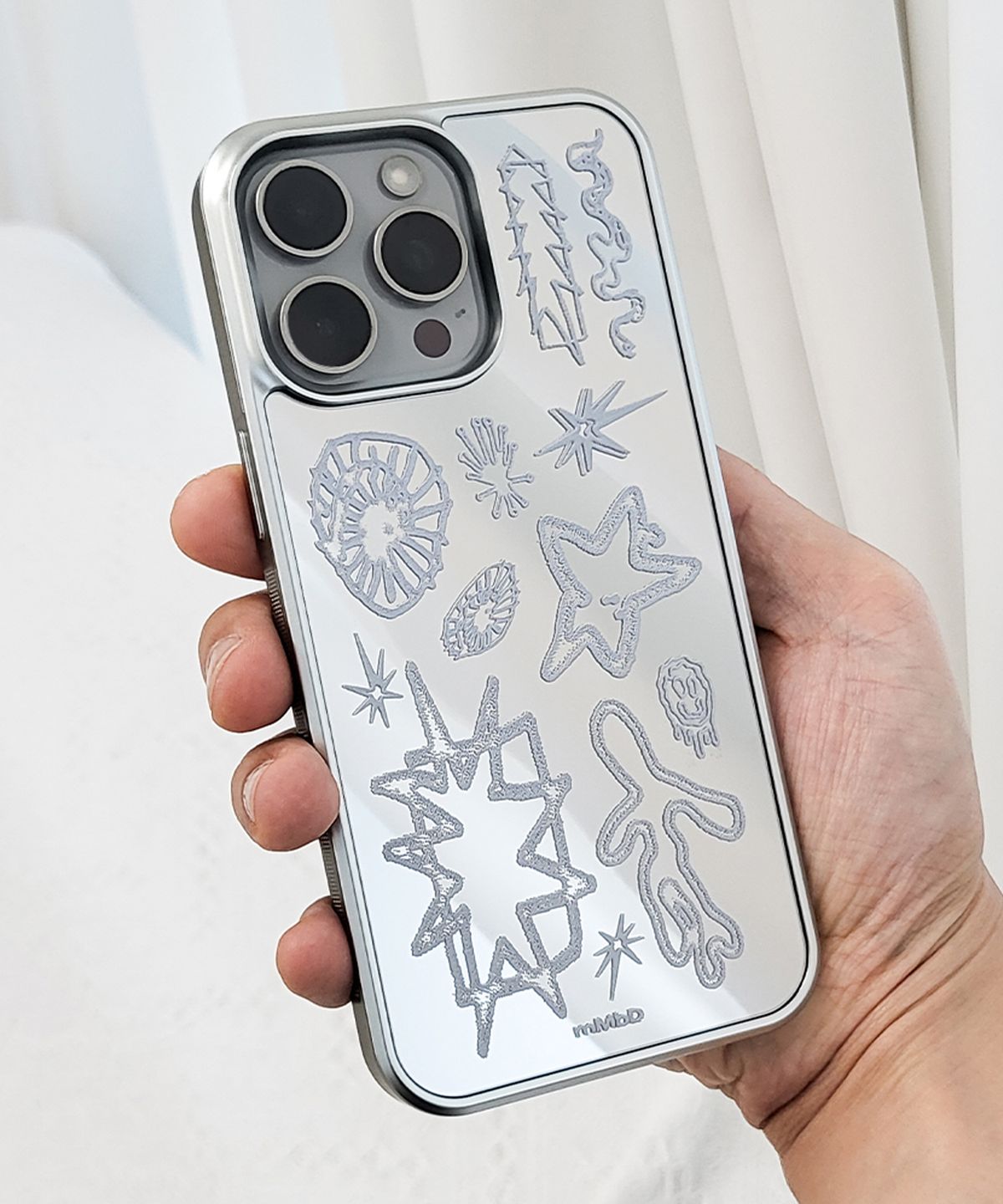 메모리즈바운더리(MEMORIESBOUNDARY) BOUNDARIES Signal Doodle Bumper Mirror Phone Case (SV_GR/MagSafe)