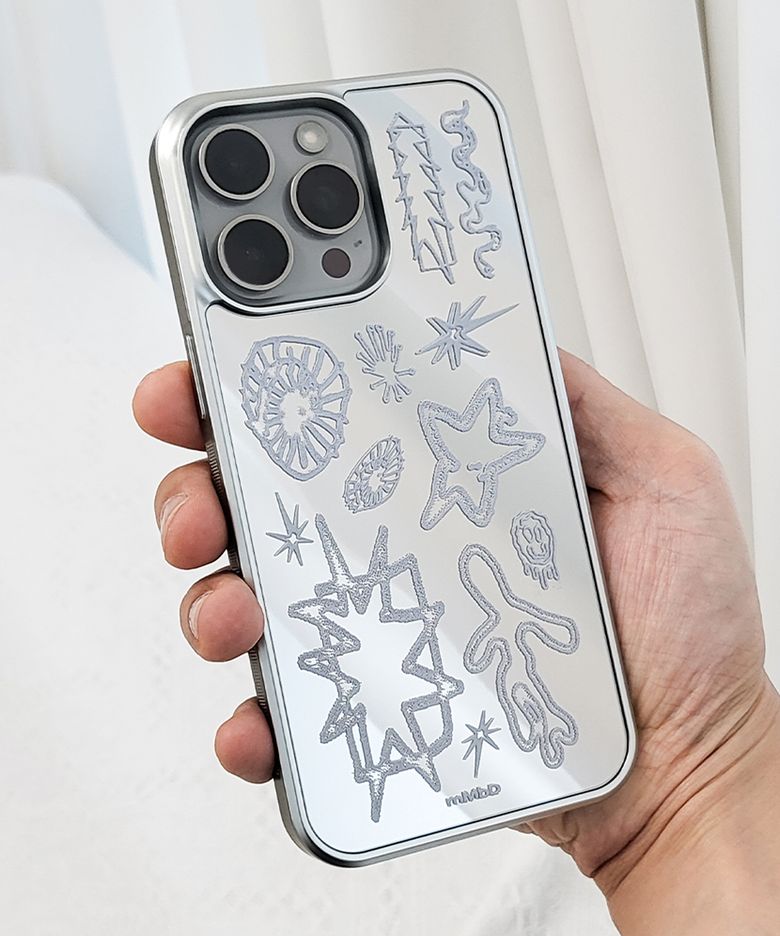 BOUNDARIES Signal Doodle Bumper Mirror Phone Case (SV_GR/MagSafe)