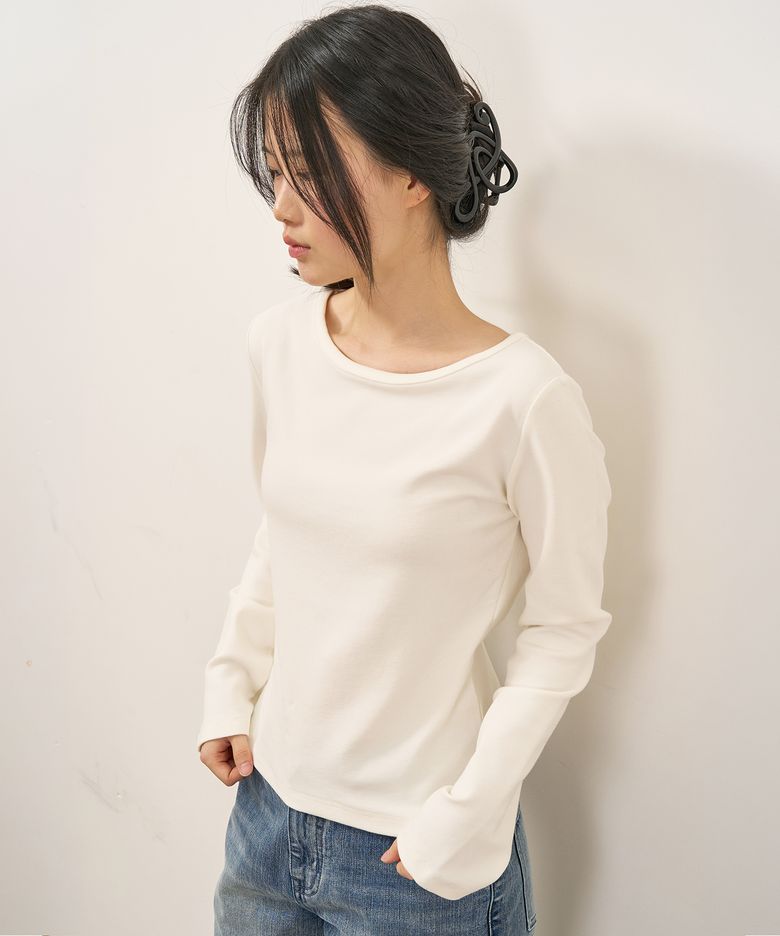 W 피치 보트넥 티셔츠 (WHITE)