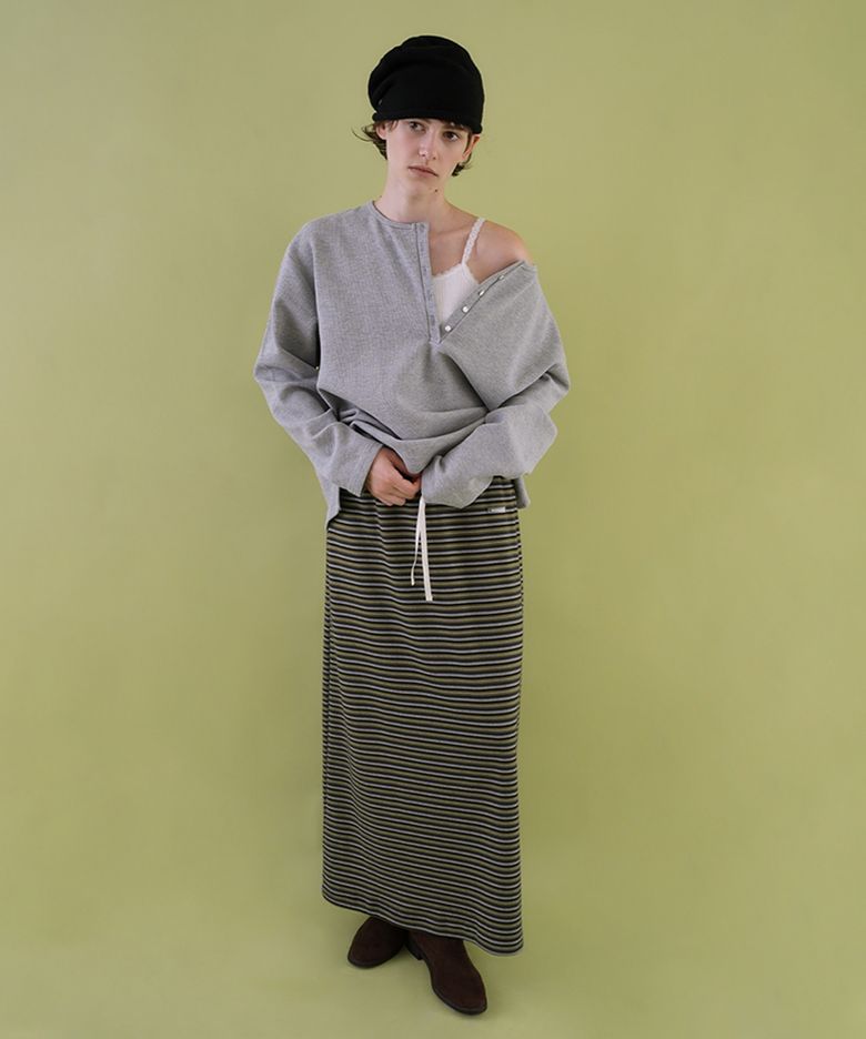 스트링 롱 스커트_스트라이프