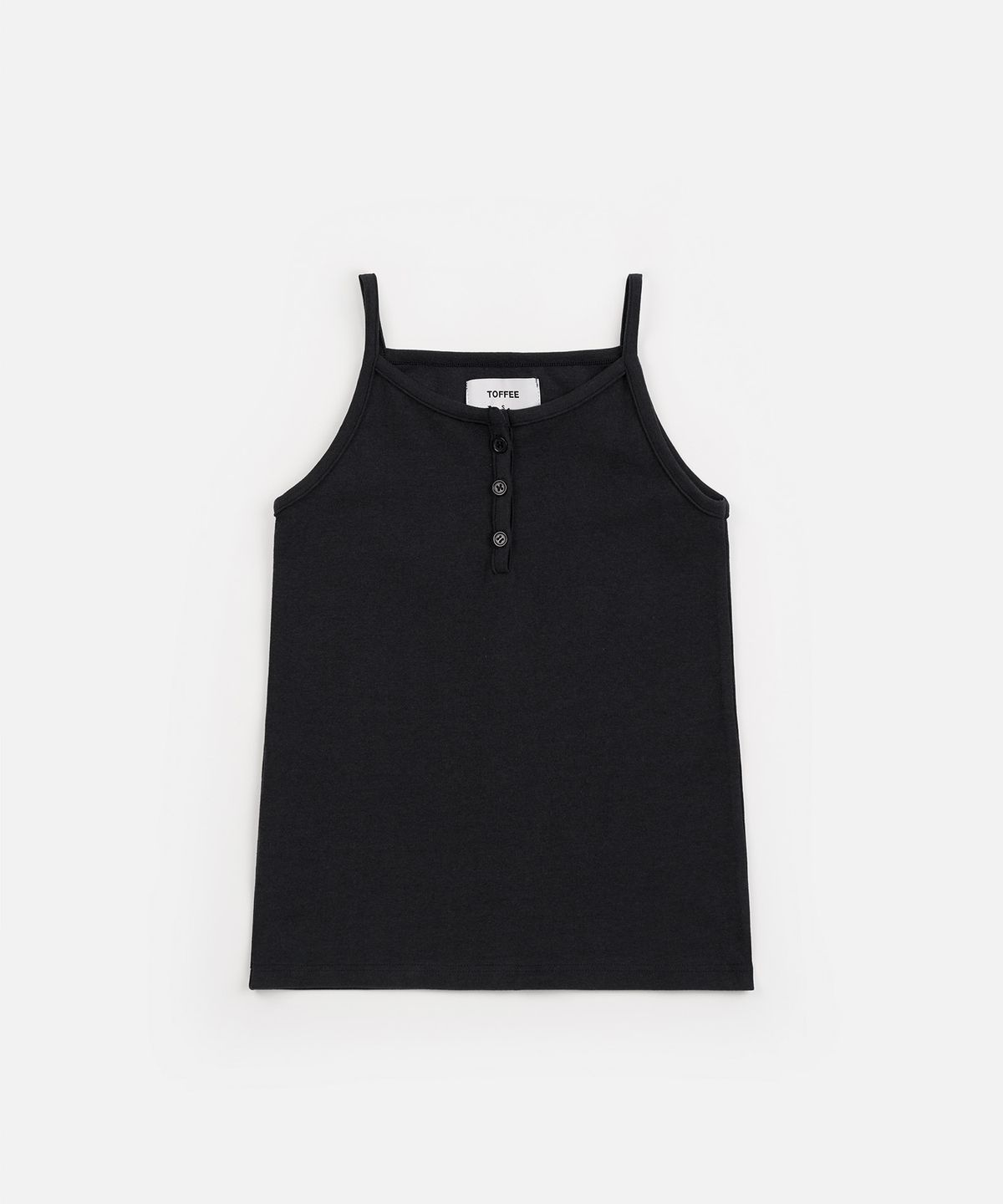 토피 우먼(TOFFEE WOMEN) W 피치 버튼 슬리브리스 (BLACK)