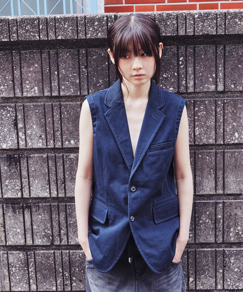 WASHED TAILORED VEST_NAVY